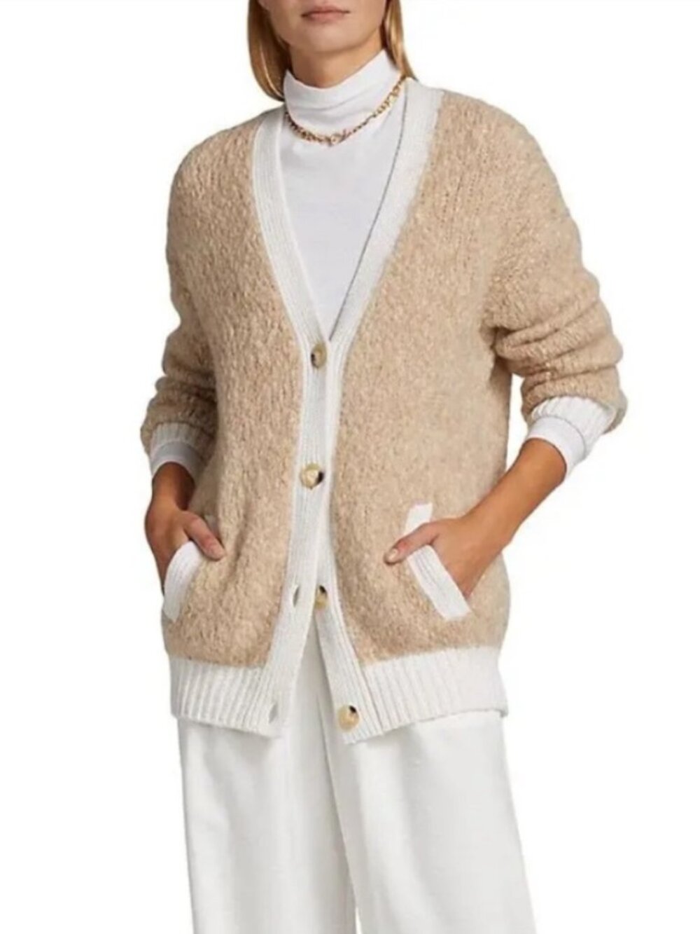 NAADAM Italian Luxe Boucle Sweater Jacket in Camel Alpaca Wool Size S